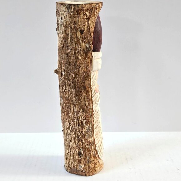 Santa Hand Carved Wood Sculpture Christmas Figurine Statue Rustic Folk Art 10" - Picture 4 of 8